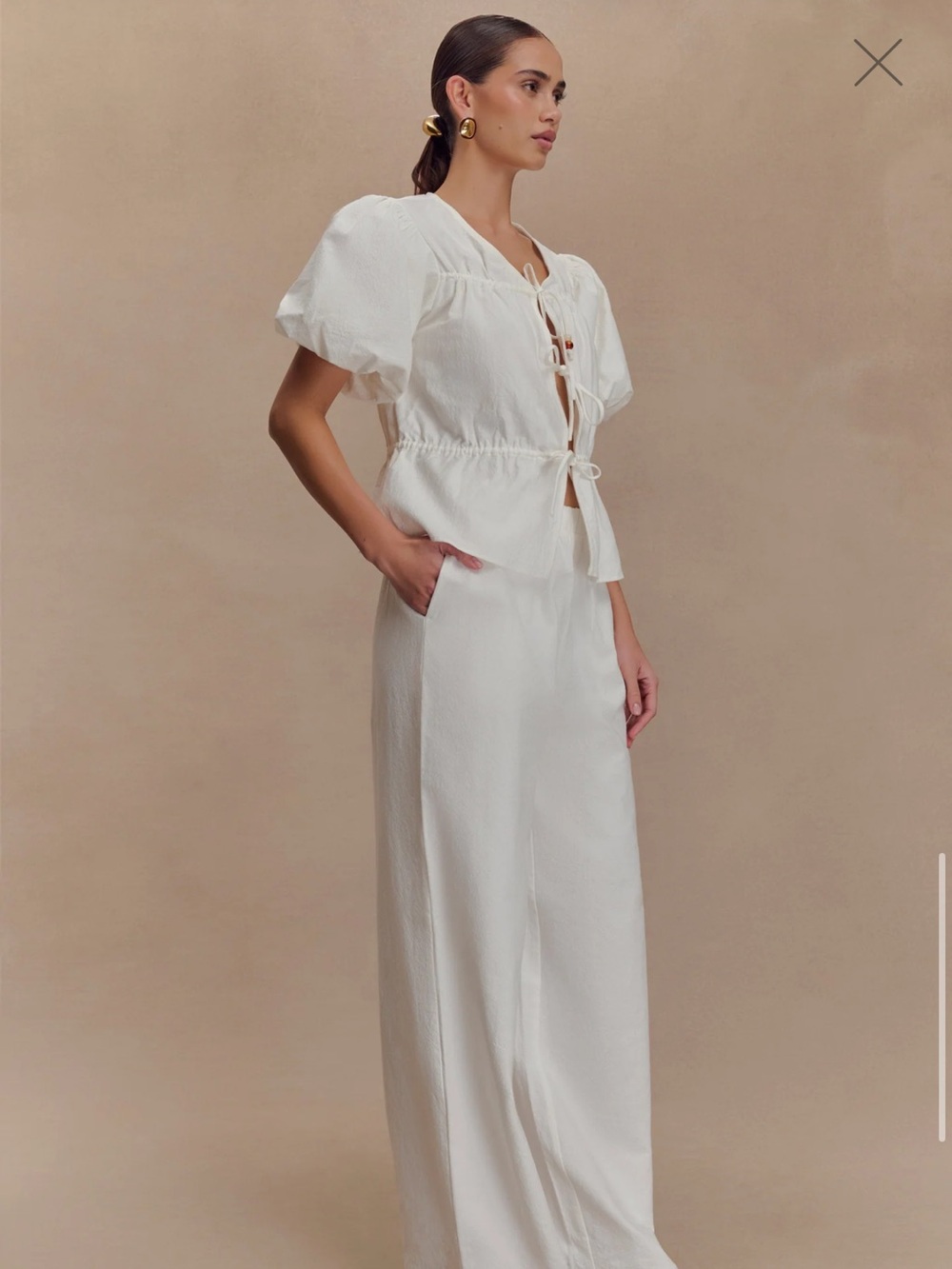 MESHKI emilie puff sleeve white top - Picture 5 of 7